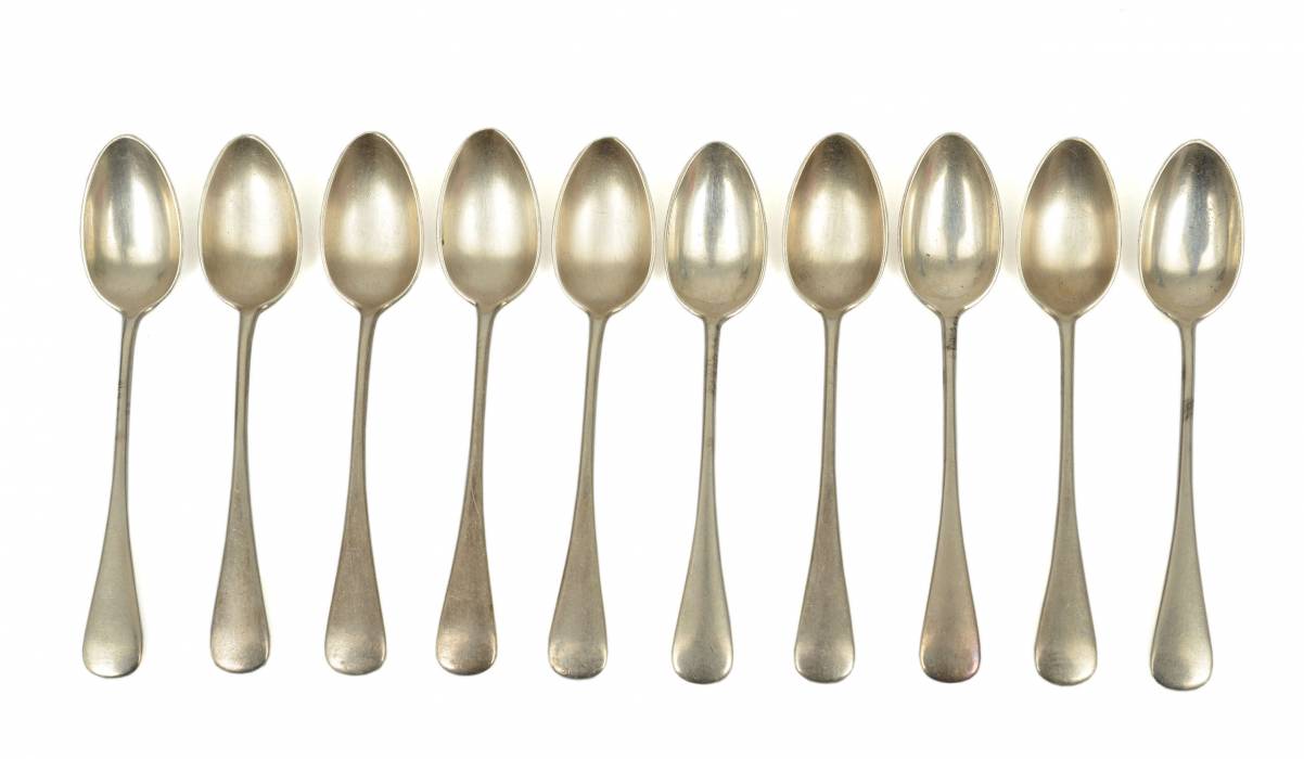 Russian Karl Faberge silver teaspoons 10 pcs.