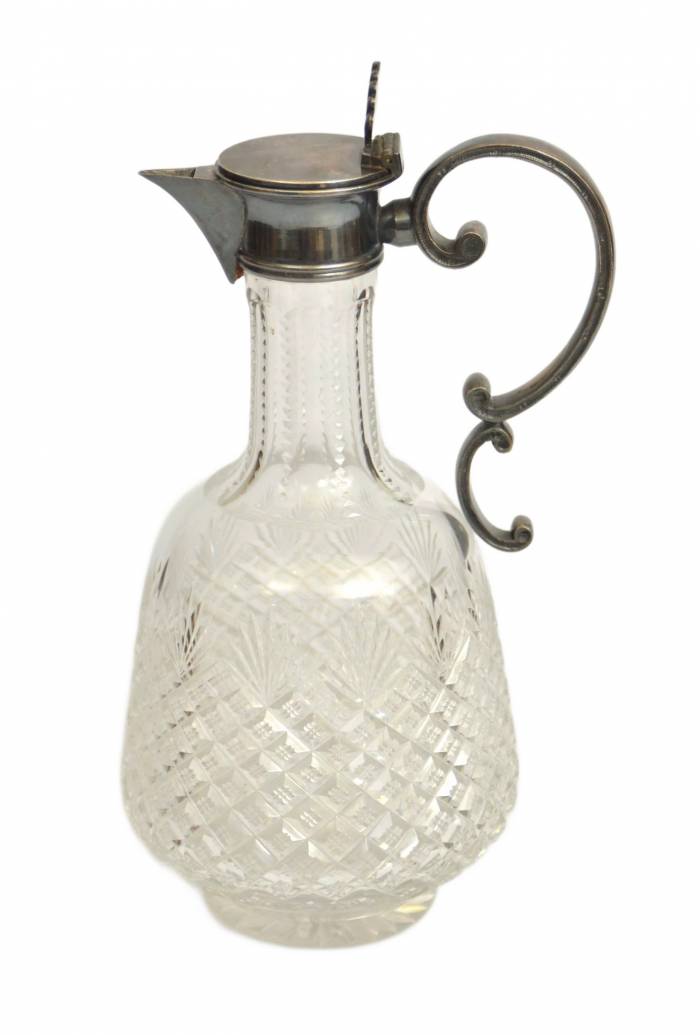 Carafe Art Nouveau en cristal avec finition argentée 84e épreuve 