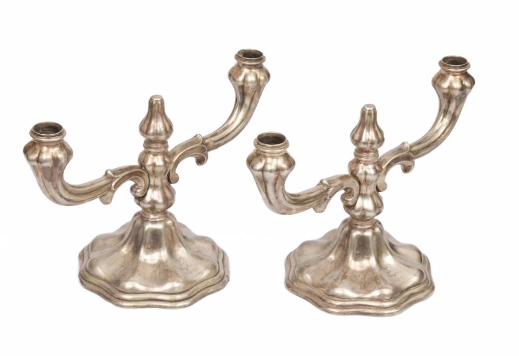 Silver candlesticks, 2 pcs.