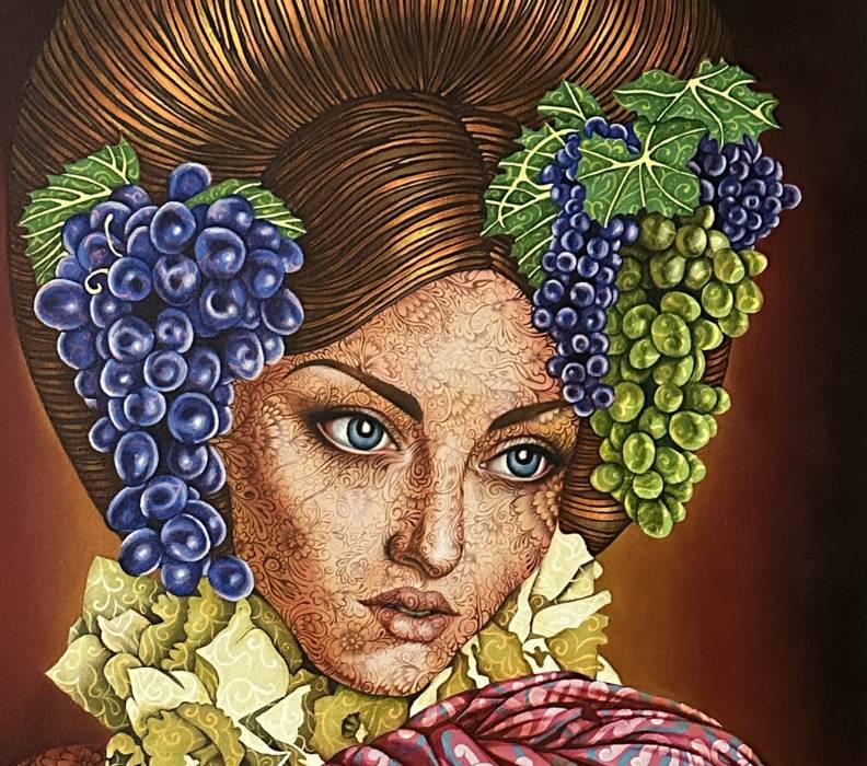 Portrait with grapes