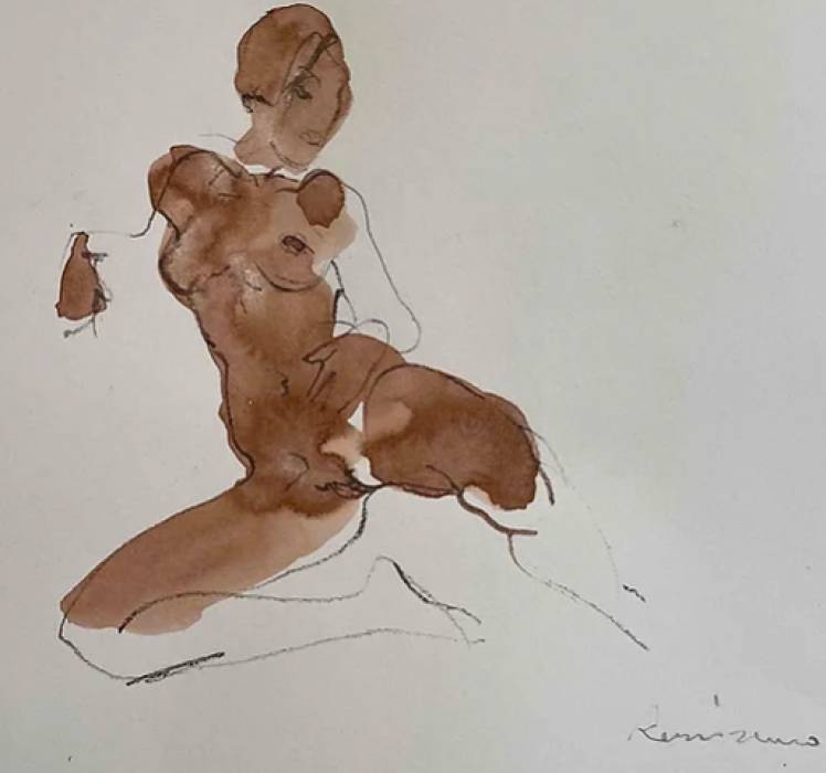 Serhiy Reznichenko, Watercolor Nude Sketch, 21st Century