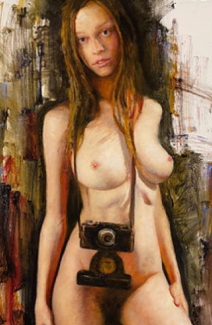 Giclée print on canvas, Nude with a camera, 2023, by Kartashov Andrey, Russia, 21st century. 1 of 50 limited prints.