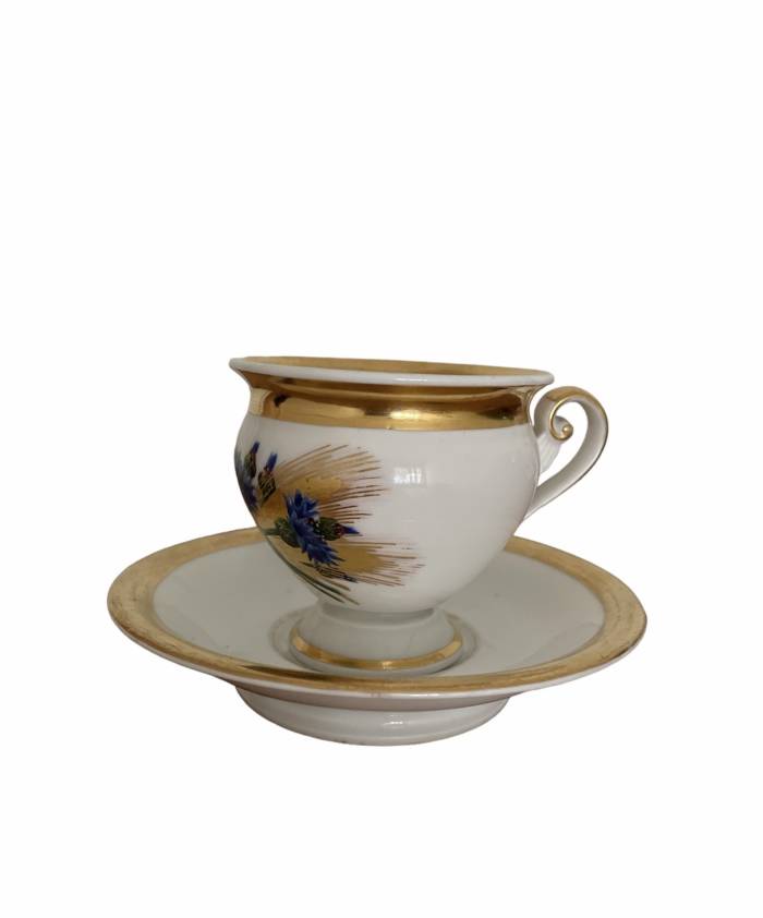 Royal Copenhagen Empire Style Cup and Saucer - 19th Century Porcelain, Denmark