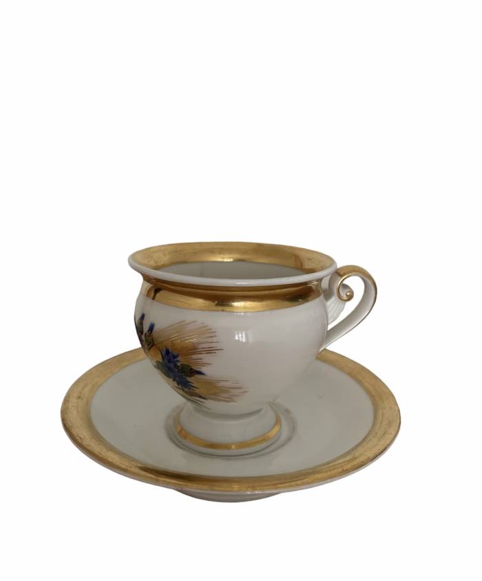 Royal Copenhagen Empire Style Cup and Saucer - 19th Century Porcelain, Denmark