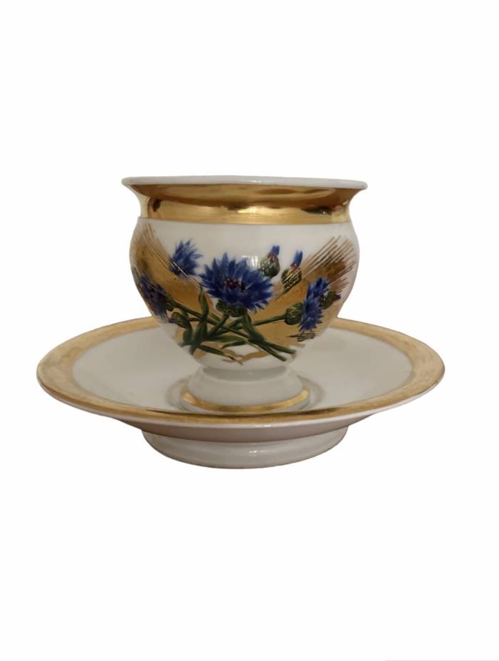 Royal Copenhagen Empire Style Cup and Saucer - 19th Century Porcelain, Denmark