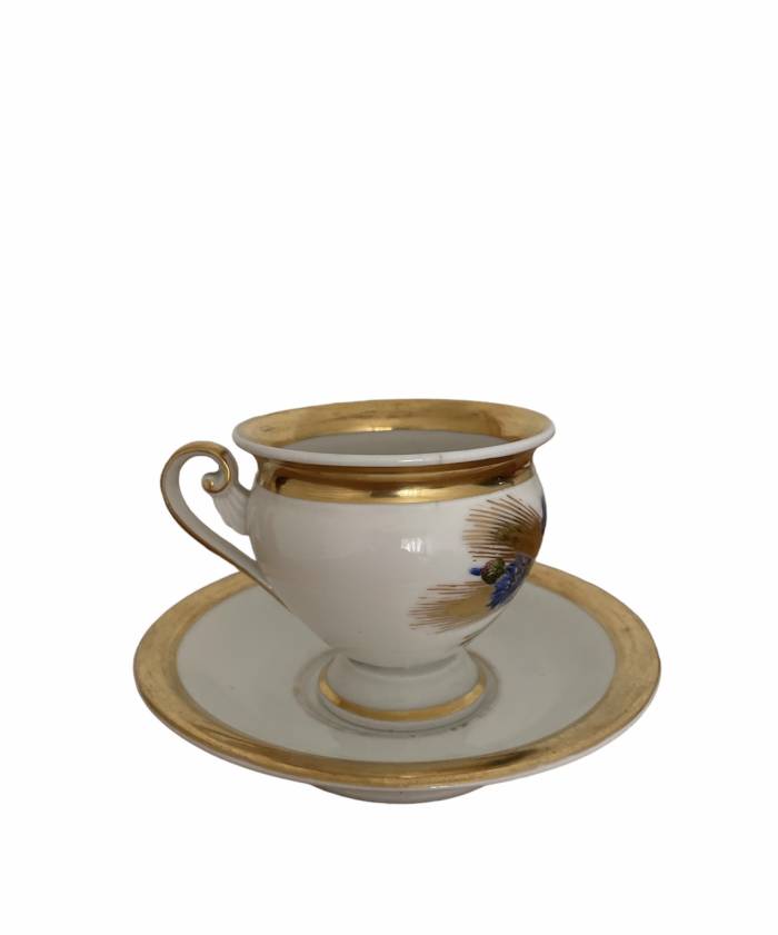 Royal Copenhagen Empire Style Cup and Saucer - 19th Century Porcelain, Denmark