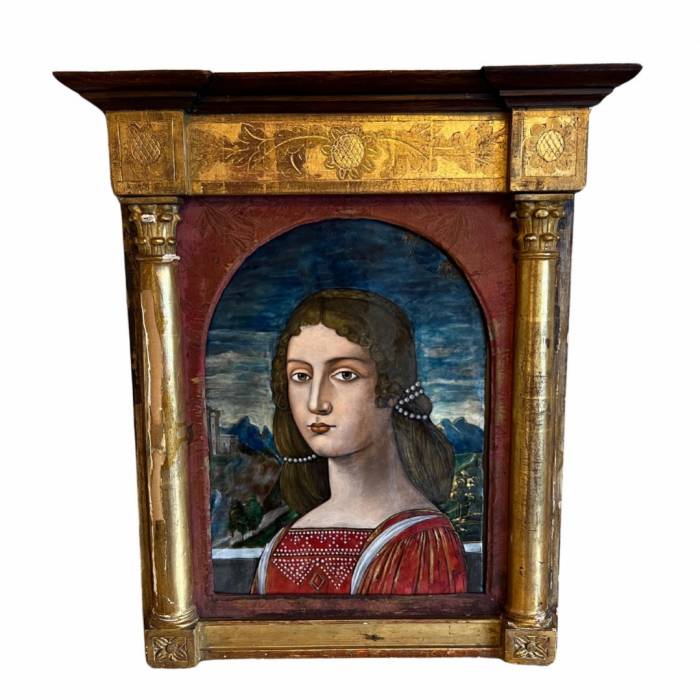 European school - Noblewoman, Enamel on copper.