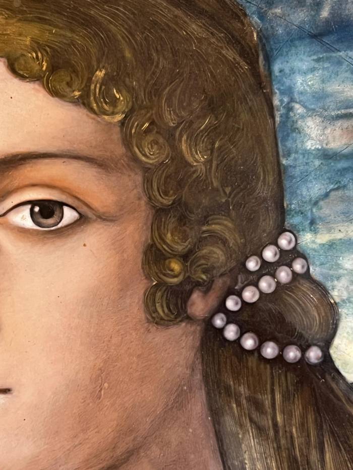 European school - Noblewoman, Enamel on copper.