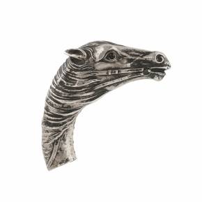 Russian, silver cane knob in the shape of a horse`s head. St. Petersburg 1908-1917 