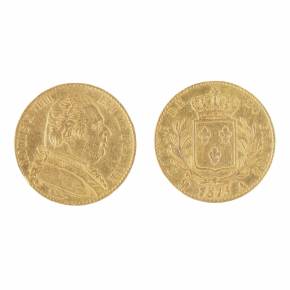 Золотая монета  20 франков  1815 года.