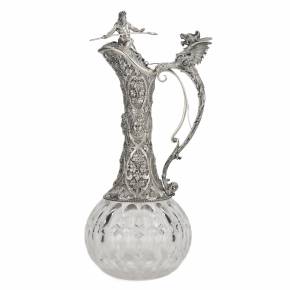 Magnificent crystal and silver wine jug. Brahmfeld & Gutruf. Germany, 19th century. 