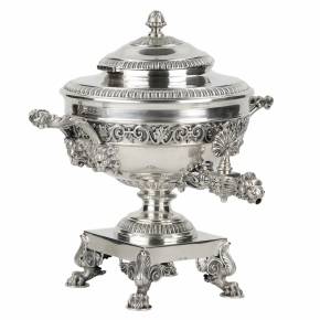 Théière-samovar en argent, Premier Artel en Argent Saint-Pétersbourg, début du XXe siècle.