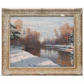  Paysage d`hiver. Bord de rivière en hiver. Boris Bessonov (1862-1934) 