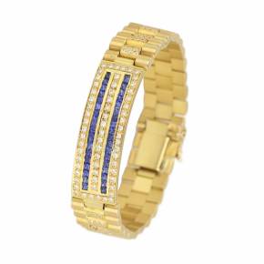 18K Gold Rolex Sapphire and Diamond Unisex Bracelet 