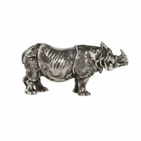 Figurine réaliste en argent de Rhinocéros Italie 20ème siècle. 