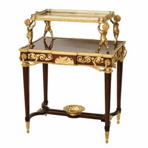 Two-tier tea table with attributes in the Louis XVI style, modeled by Francois Lincke. France, late 19th century 