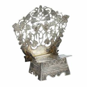 Russian silver salt cellar in the shape of a throne. Mikhail Goloshchanov. Moscow 1899-1908 