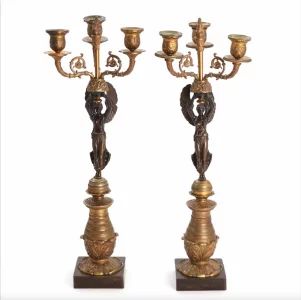 Paire de candelabres de style Empire 19ème siècle 