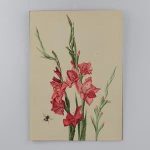 Burghardt. Watercolor The Bee and Gladioli.