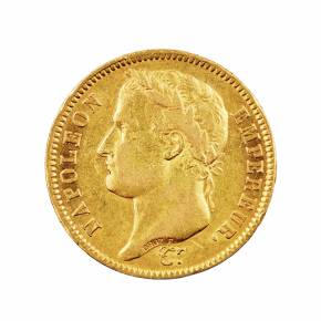 Золотая монета 40 франков 1810 года.