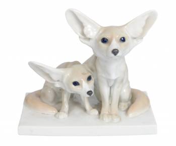 Porcelain figure Fennec foxes
