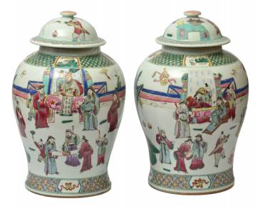 Ķīniešu porcelāna vāzes, urnas (2 gab.) 