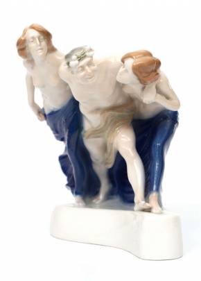 Porcelain figure Faun with nymphs