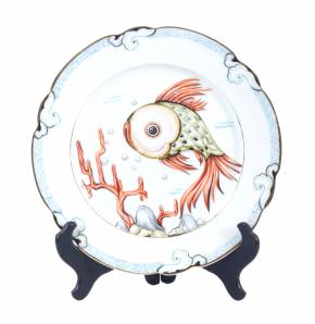 Porcelāna dekoratīvais šķīvis Zivis 