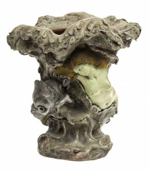 Jūgendstila stila keramikas vāze Zemūdens valstība 