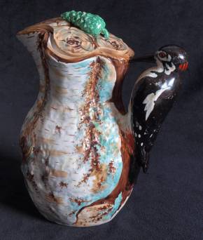 Porcelain kettle with lid `Woodpecker`