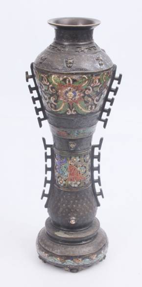 Bronze vase with multicolour enamel