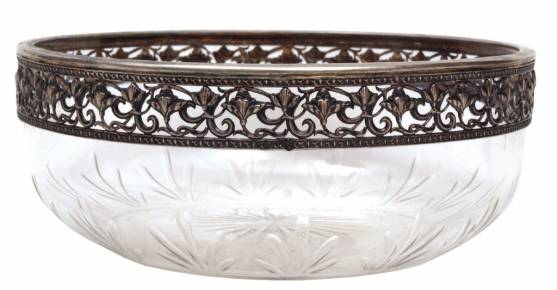 Glass bowl with silver plated finish
