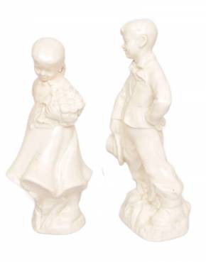 Paire de figurines en porcelaine Fille et garçon 