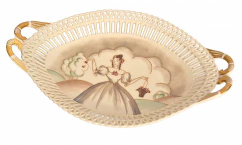 Assiette décorative en porcelaine Fille de fleur 