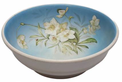 Grand bol en porcelaine à décor de fleurs 