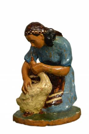 Figurine en céramique Fille avec une oie 