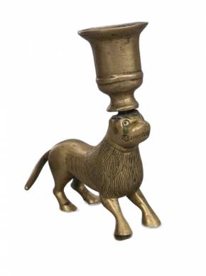 Antique Jewish Judaica Bronze Lion candlestick - Candle stick holder