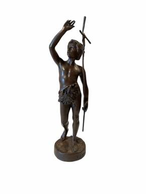 Emile Laporte (1858-1907) & Siot Paris Bronze Figure of a Boy with Cross